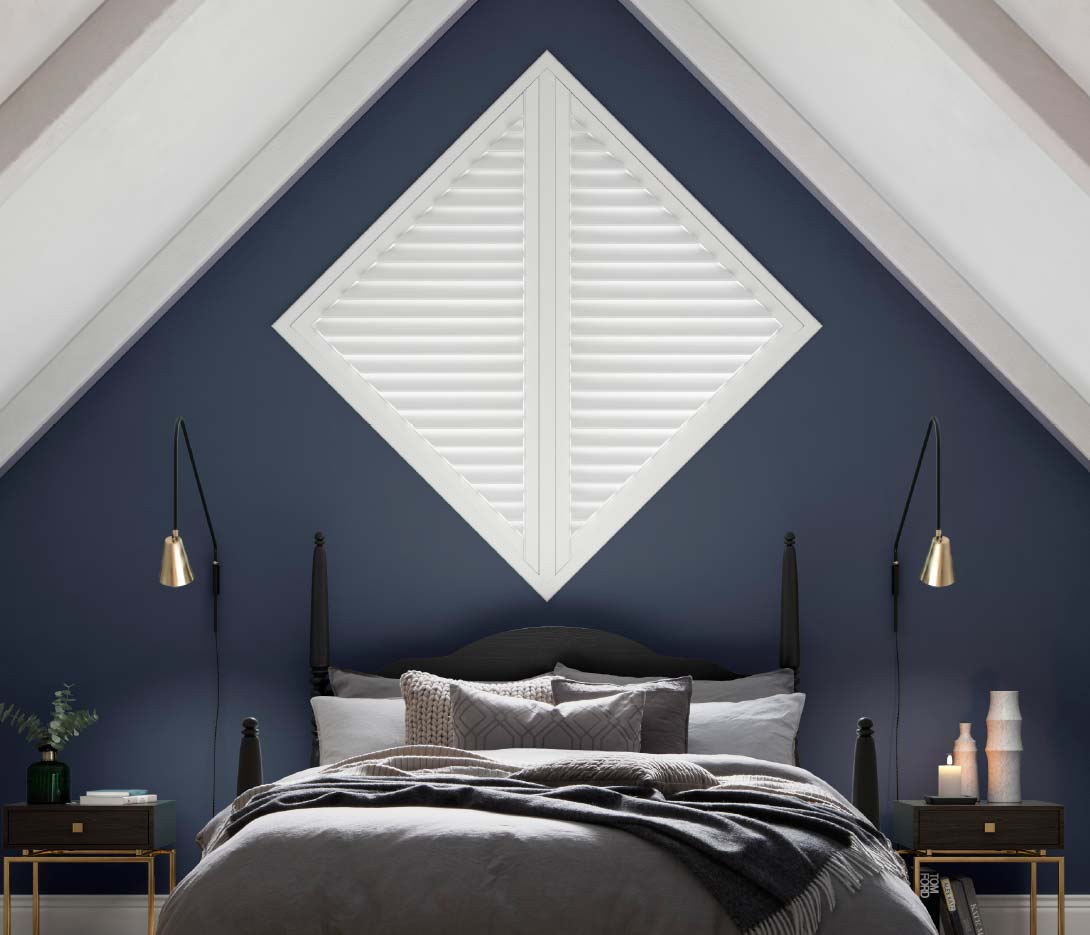 Shutters above bed